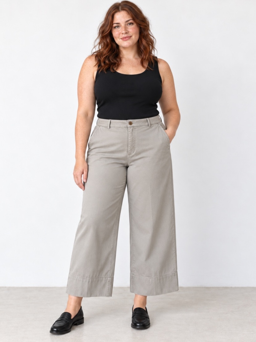SPANX Supersmooth Stretch Twill Cropped Wide Leg Pants 2X Light Taupe